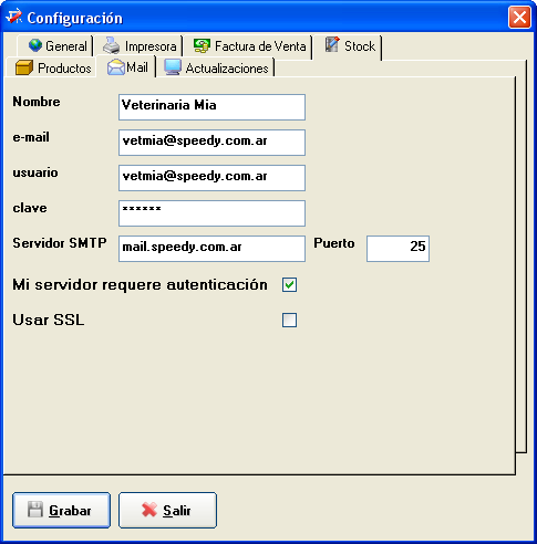 configuracion mail